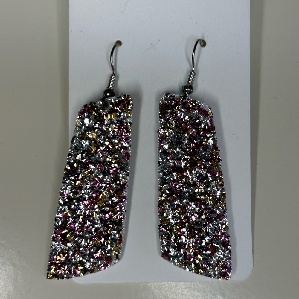 NEW Sparkling Multicolor Metallic Glitter Dangle Earrings